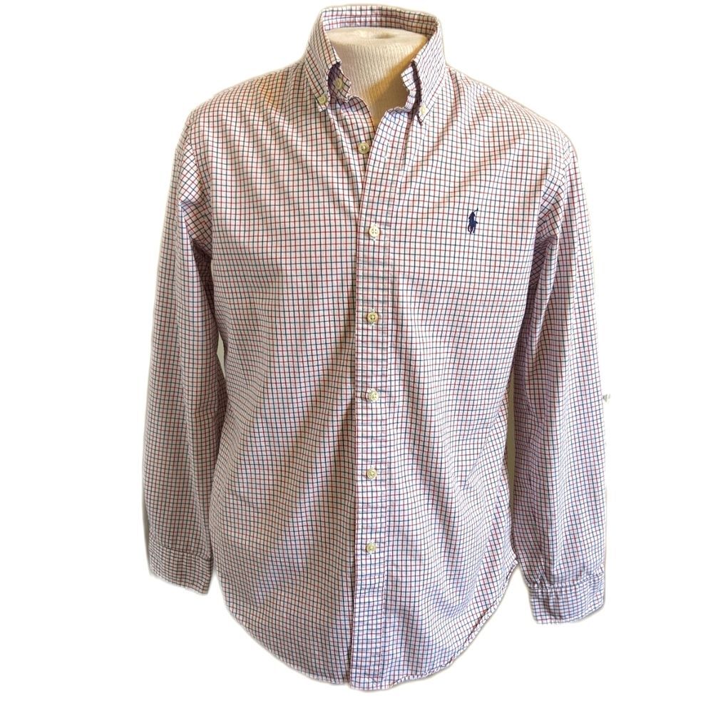 Ralph Lauren Classic custom fit long sleeve button down, red white blue M